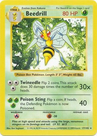 Beedrill (17/102) [Base Set Shadowless Unlimited] | Good Games Adelaide SA
