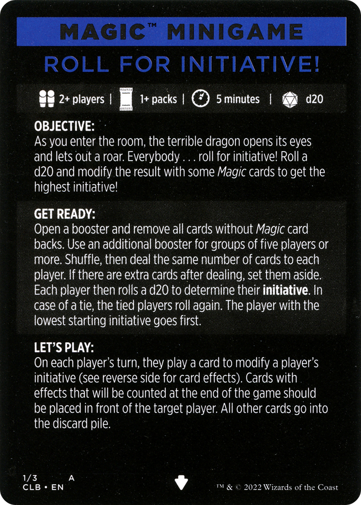 Roll for Initiative! (Magic Minigame) [Commander Legends: Battle for Baldur's Gate Minigame] | Good Games Adelaide SA