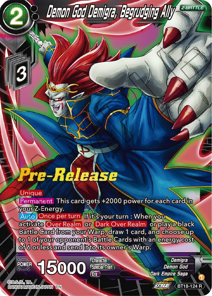 Demon God Demigra, Begrudging Ally (BT18-124) [Dawn of the Z-Legends Prerelease Promos] | Good Games Adelaide SA
