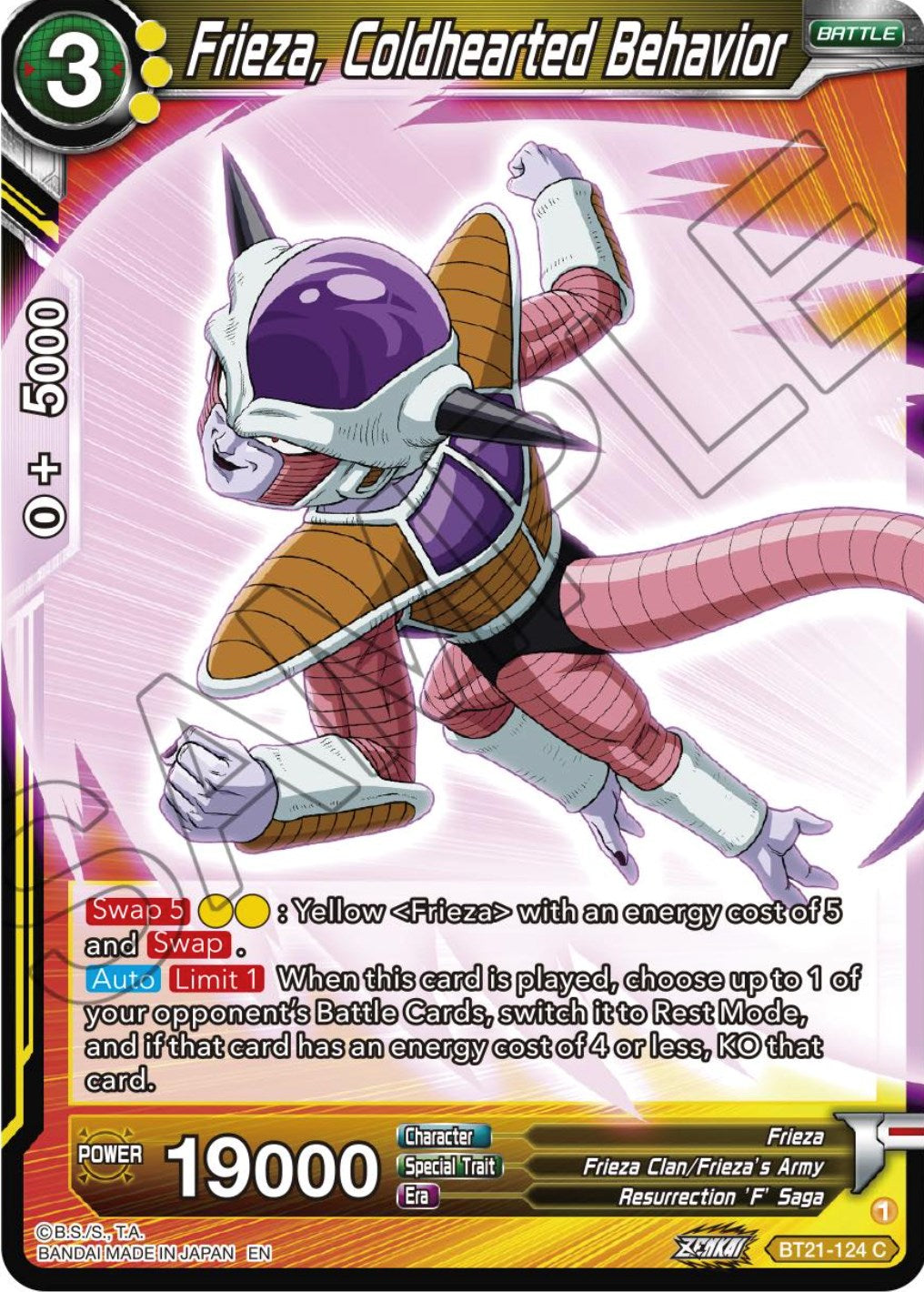 Frieza, Coldhearted Behavior (BT21-124) [ZENKAI Series: Set 04] | Good Games Adelaide SA