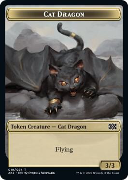 Cat Dragon Knight Double Sided Token 19 // 5 (Double Masters 2022)  - Foil | Good Games Adelaide SA