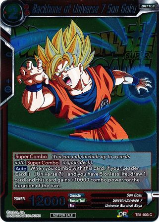 Backbone of Universe 7 Son Goku (Metallic Foil) (Event Pack 2018) (TB1-003) [Promotion Cards] | Good Games Adelaide SA