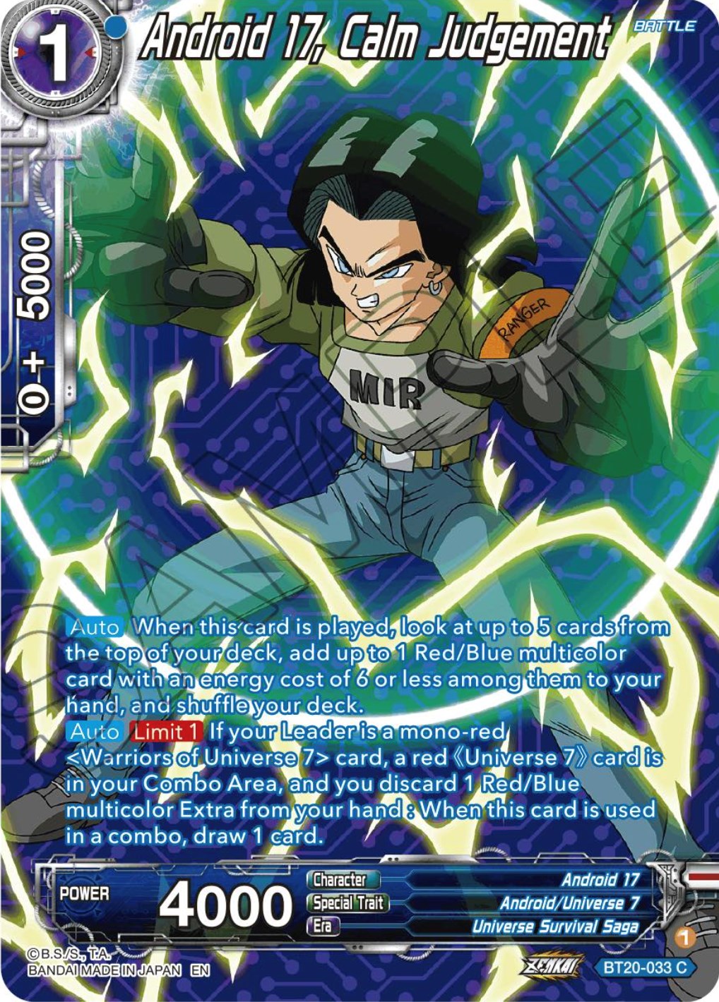 Android 17, Calm Judgement (Silver Foil) (BT20-033) [Power Absorbed] | Good Games Adelaide SA