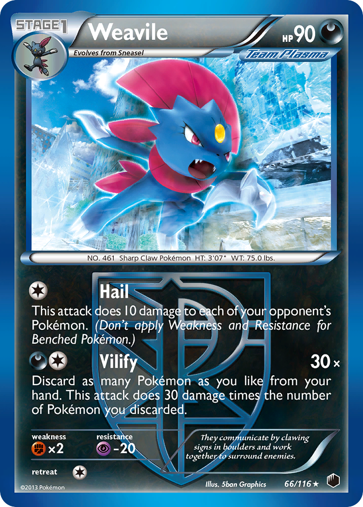 Weavile (66/116) [Black & White: Plasma Freeze] | Good Games Adelaide SA