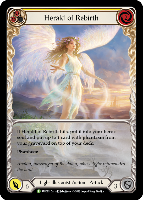 Herald of Rebirth (Yellow) [FAB033] (Promo)  Rainbow Foil | Good Games Adelaide SA
