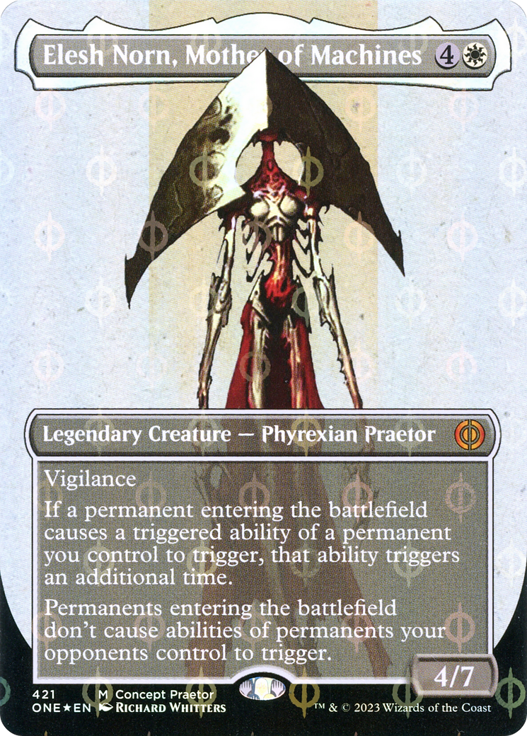 Elesh Norn, Mother of Machines (Borderless Concept Preators Step-and-Compleat Foil) [Phyrexia: All Will Be One] | Good Games Adelaide SA