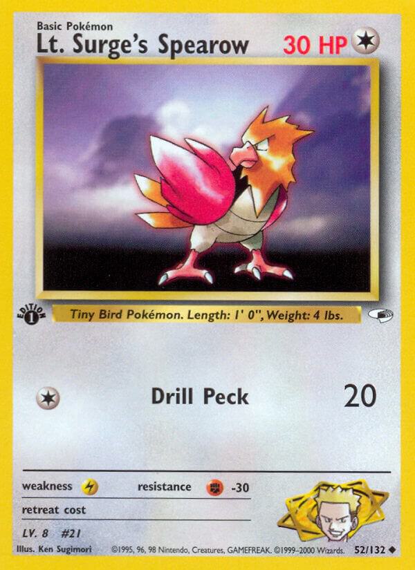 Lt. Surge's Spearow 052/132 (Gym Heroes)  - 1st Edition | Good Games Adelaide SA