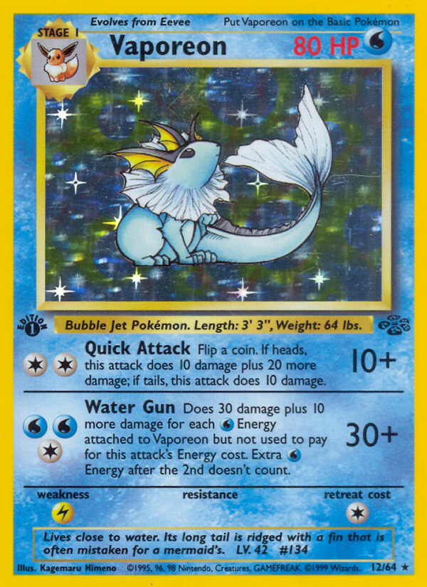 Vaporeon (12/64) [Jungle 1st Edition] | Good Games Adelaide SA
