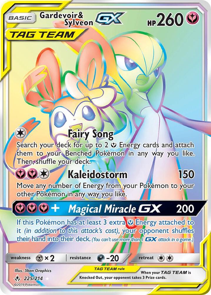 Gardevoir and Sylveon GX Secret 225/214 (SM - Unbroken Bonds)  - Holofoil | Good Games Adelaide SA