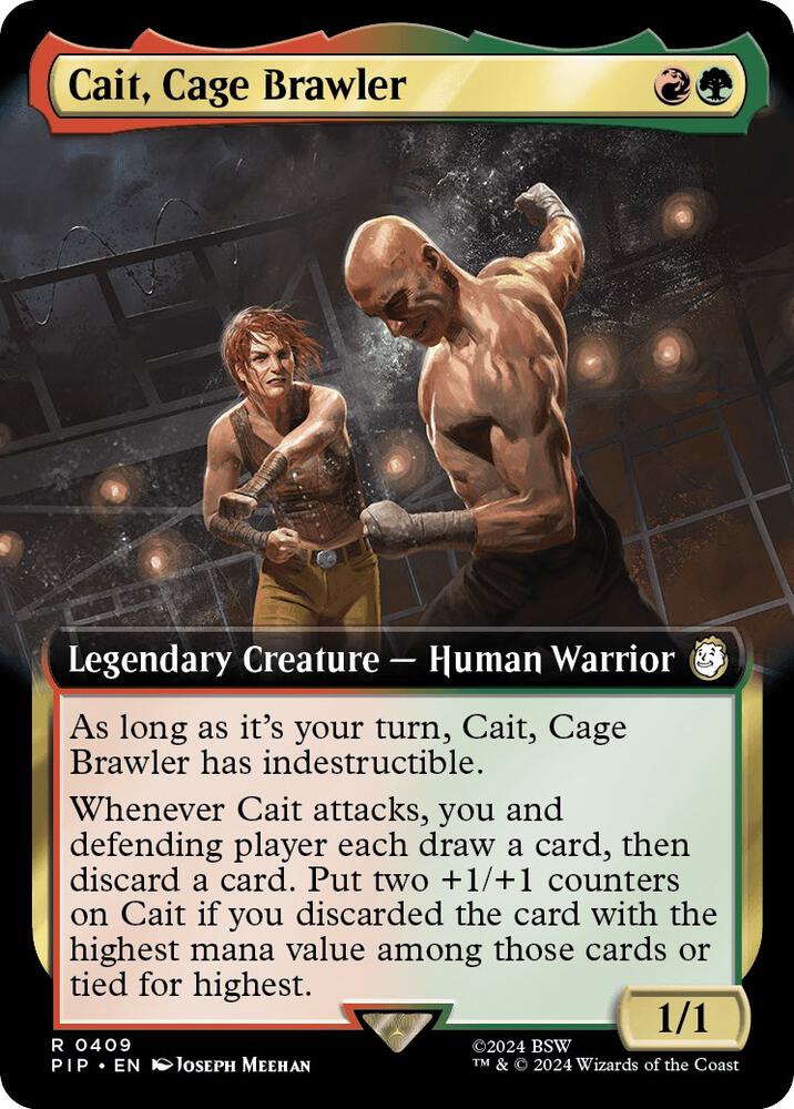Cait Cage Brawler Extended Art 409 (Universes Beyond: Fallout)  - Foil | Good Games Adelaide SA