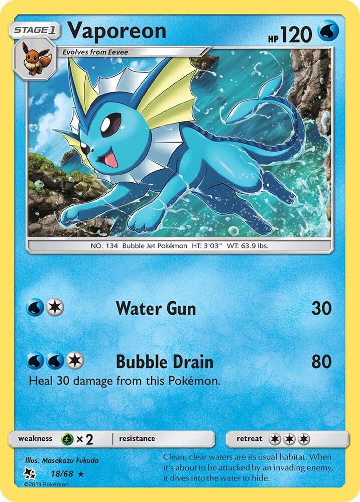 Vaporeon 18/68 (Hidden Fates)  - Holofoil | Good Games Adelaide SA