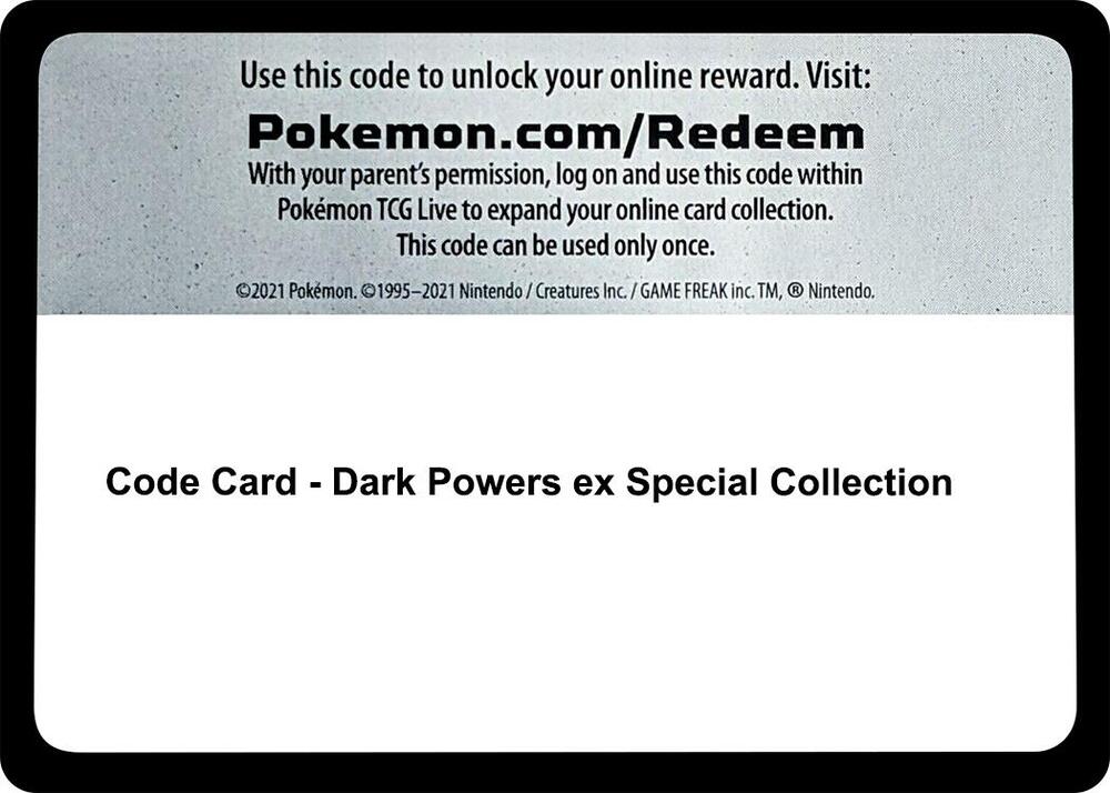 Code Card Dark Powers ex Special Collection  (Miscellaneous Cards & Products)  | Good Games Adelaide SA