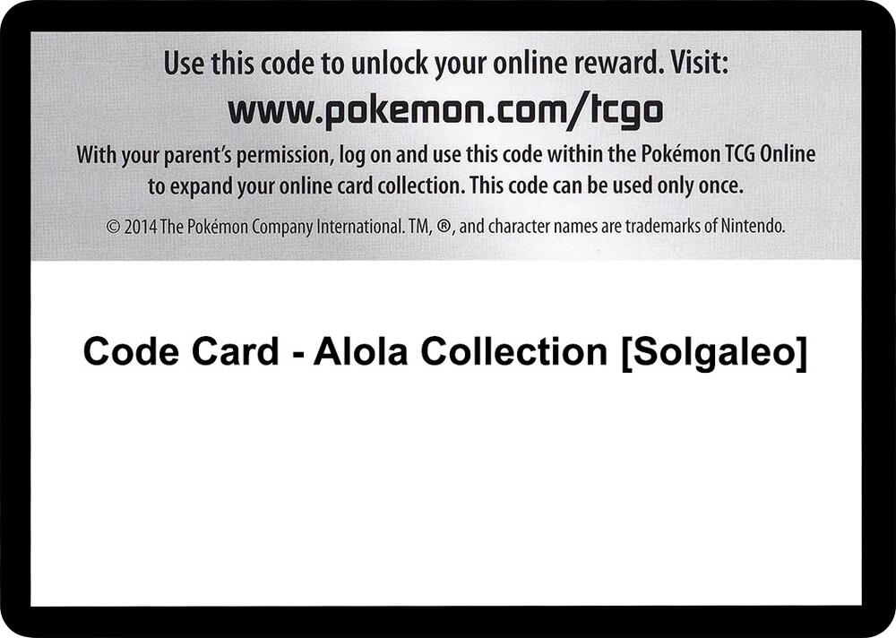 Code Card Alola Collection Solgaleo  (XY - Evolutions)  | Good Games Adelaide SA
