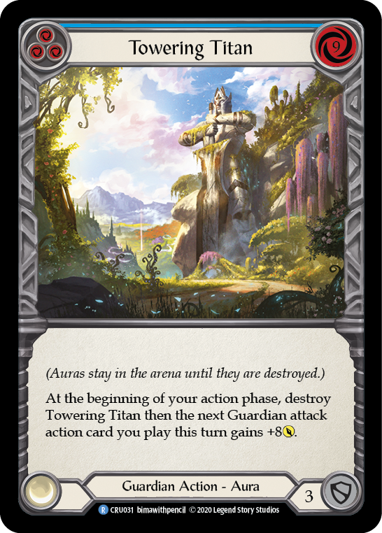 Towering Titan (Blue) [CRU031] 1st Edition Rainbow Foil | Good Games Adelaide SA