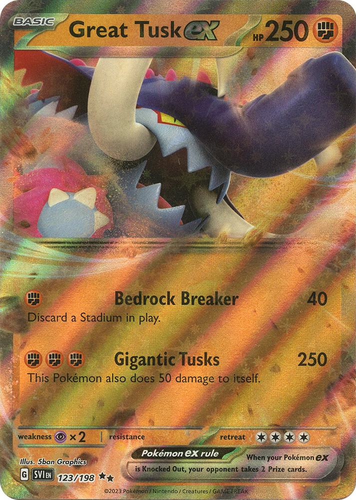 Great Tusk ex 123/198 (SV01: Scarlet & Violet Base Set)  - Holofoil | Good Games Adelaide SA