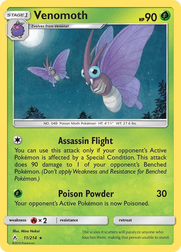 Venomoth 11/214 (SM - Unbroken Bonds)  | Good Games Adelaide SA