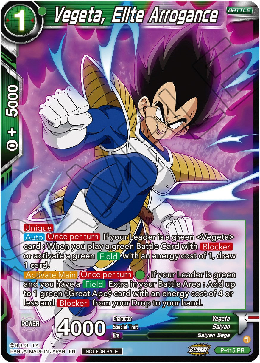 Vegeta, Elite Arrogance (Zenkai Series Tournament Pack Vol.1) (P-415) [Tournament Promotion Cards] | Good Games Adelaide SA