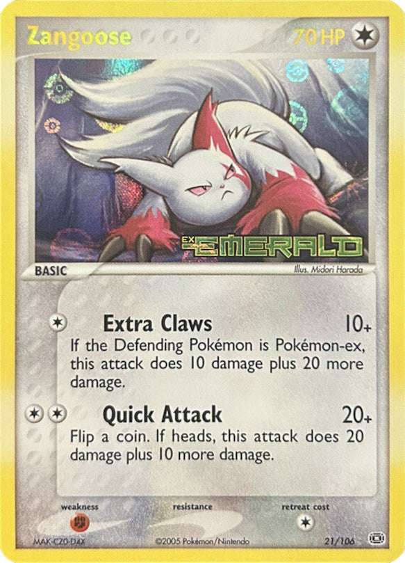 Zangoose (21/106) (Stamped) [EX: Emerald] | Good Games Adelaide SA