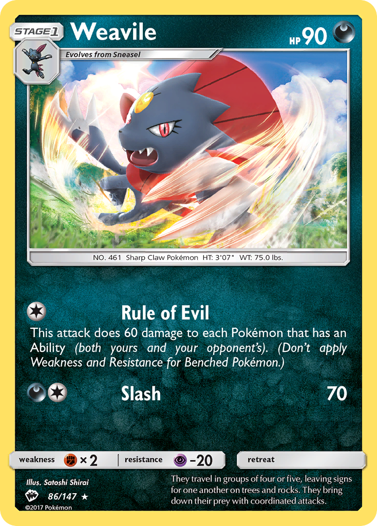 Weavile (86/147) [Sun & Moon: Burning Shadows] | Good Games Adelaide SA