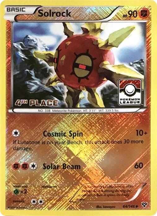 Solrock 64 146 Pokemon League 4th Place 064/146 (League & Championship Cards)  - Reverse Holofoil | Good Games Adelaide SA