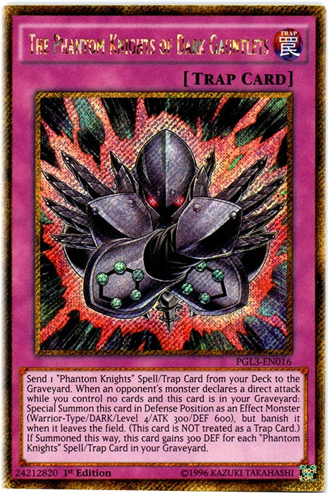The Phantom Knights of Dark Gauntlets [PGL3-EN016] Gold Secret Rare | Good Games Adelaide SA