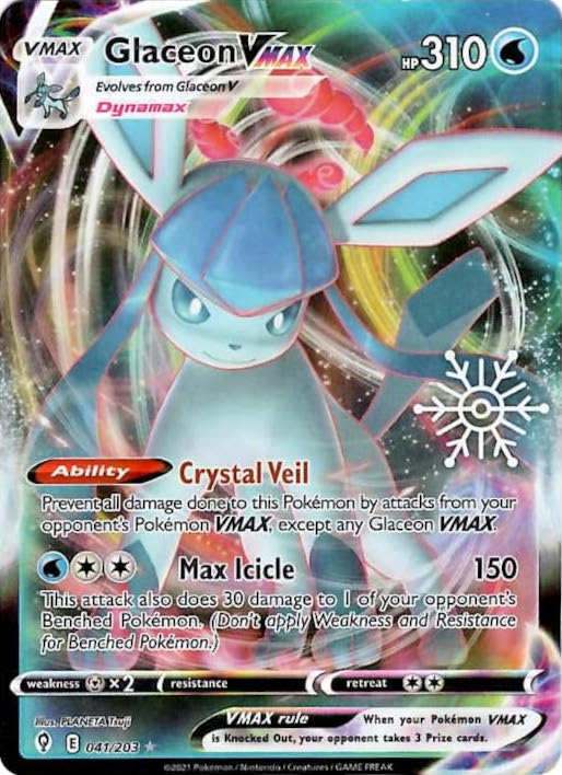Glaceon VMAX (041/203) (Holiday Calendar) [Sword & Shield: Evolving Skies] | Good Games Adelaide SA