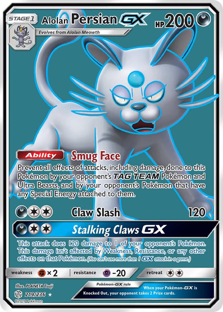 Alolan Persian GX Full Art 219/236 (SM - Cosmic Eclipse)  - Holofoil | Good Games Adelaide SA