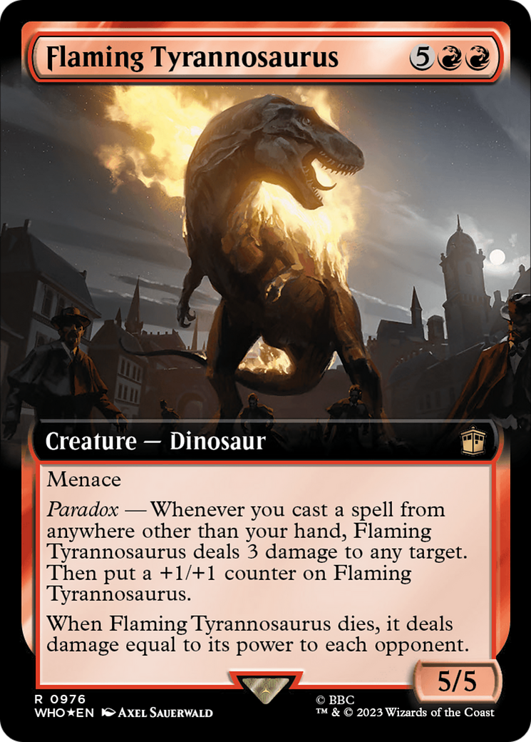 Flaming Tyrannosaurus (Extended Art) (Surge Foil) [Doctor Who] | Good Games Adelaide SA