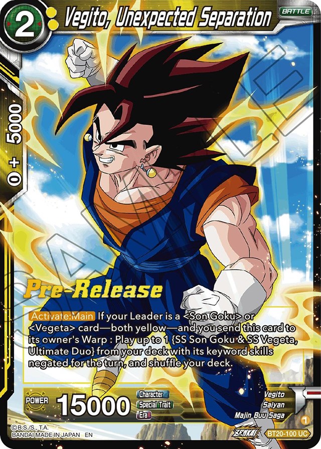 Vegito, Unexpected Separation (BT20-100) [Power Absorbed Prerelease Promos] | Good Games Adelaide SA