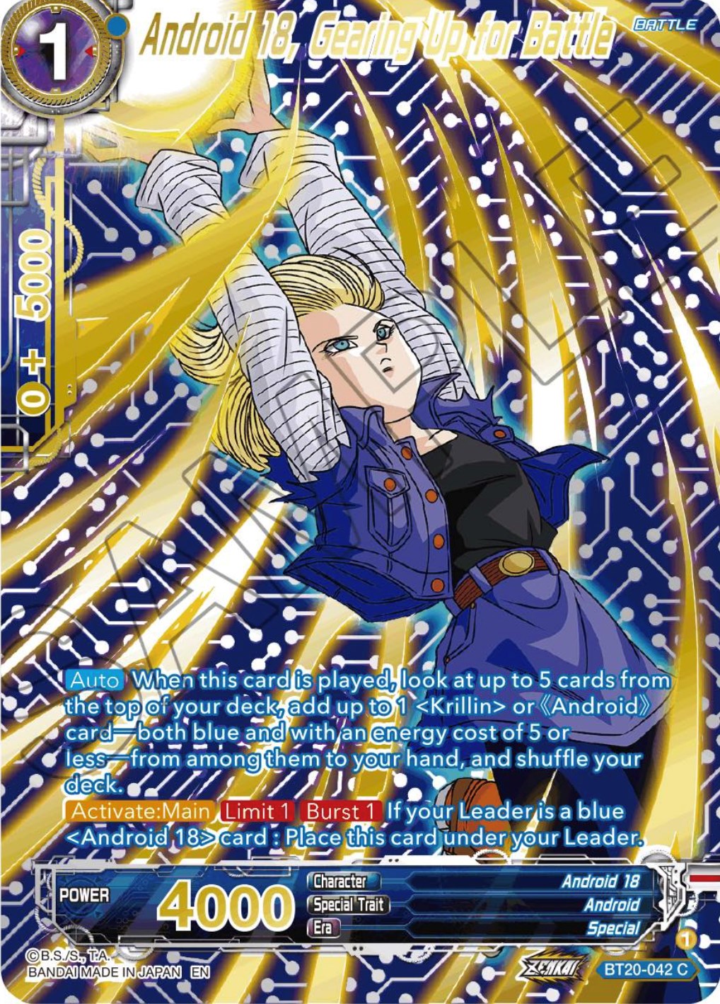 Android 18, Gearing Up for Battle (Gold-Stamped) (BT20-042) [Power Absorbed] | Good Games Adelaide SA