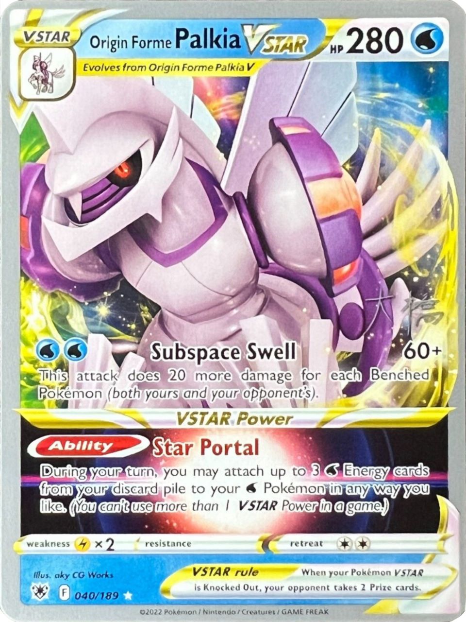 Origin Forme Palkia VSTAR (040/189) (Ice Rider Palkia - Rikuto Ohashi) [World Championships 2022] | Good Games Adelaide SA