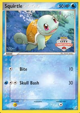 Squirtle (63/100) (City Championship Promo) [EX: Crystal Guardians] | Good Games Adelaide SA