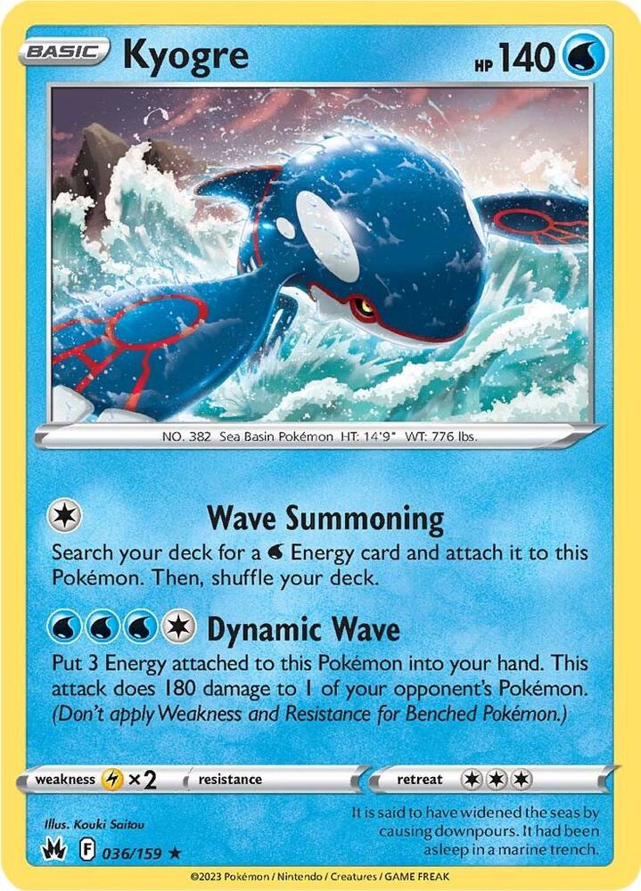 Kyogre 036/159 (Crown Zenith)  - Holofoil | Good Games Adelaide SA