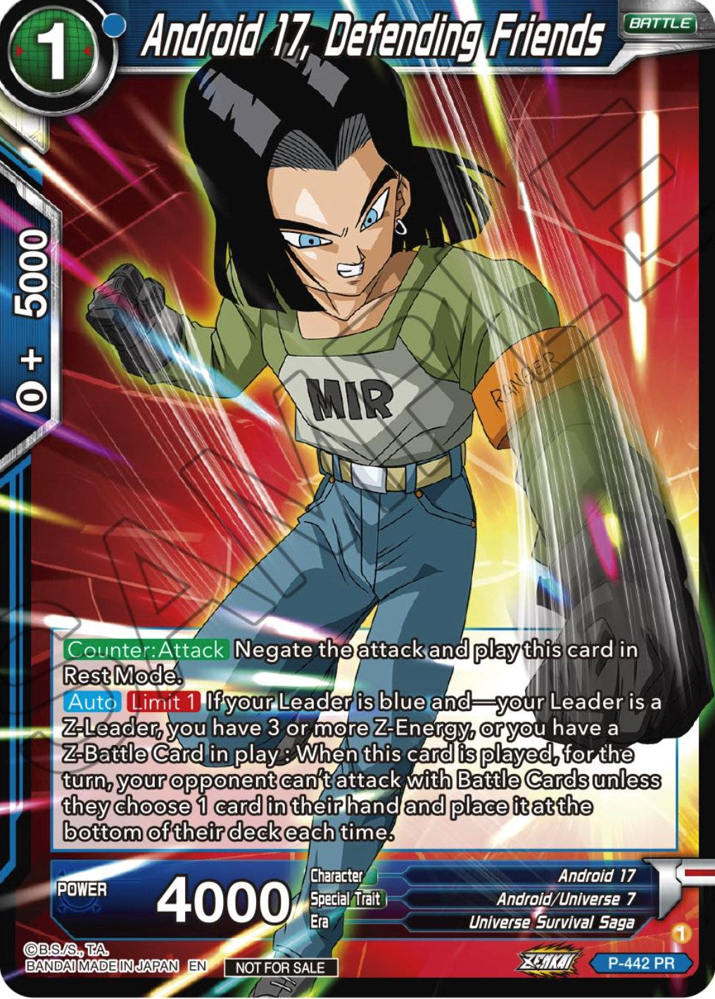 Android 17, Defending Friends (Zenkai Series Tournament Pack Vol.2) (P-442) [Tournament Promotion Cards] | Good Games Adelaide SA