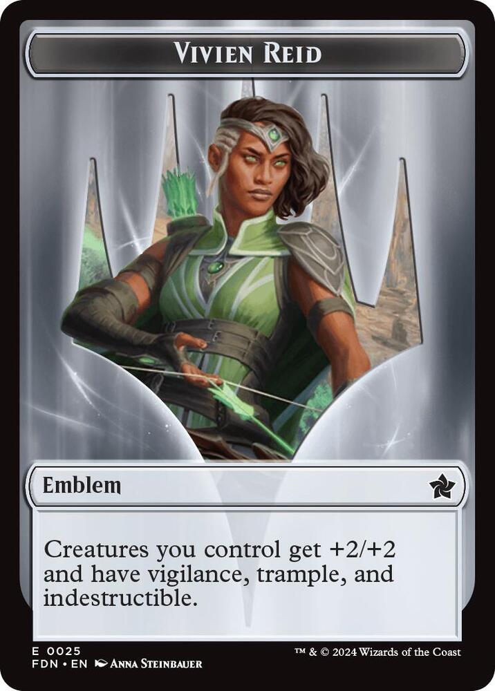Emblem Vivien Reid Elf Warrior Double Sided Token 25 // 19 (Foundations)  - Foil | Good Games Adelaide SA