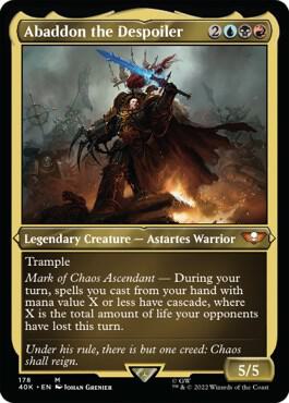 Abaddon the Despoiler Display Commander Surge Foil Thick Stock 178 (Universes Beyond: Warhammer 40,000)  - Foil | Good Games Adelaide SA