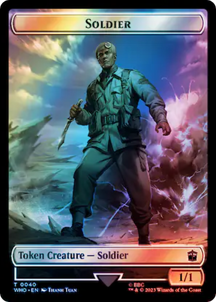 Soldier // Cyberman Double-Sided Token (Surge Foil) [Doctor Who Tokens] | Good Games Adelaide SA