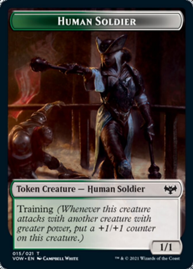 Zombie (008) // Human Soldier Double-sided Token [Innistrad: Crimson Vow Tokens] | Good Games Adelaide SA