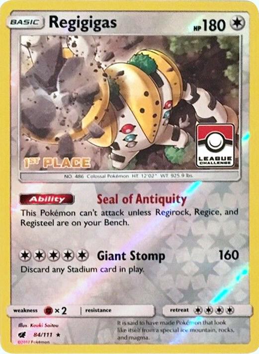 Regigigas 84 111 League Challenge 1st Place 084/111 (League & Championship Cards)  - Reverse Holofoil | Good Games Adelaide SA