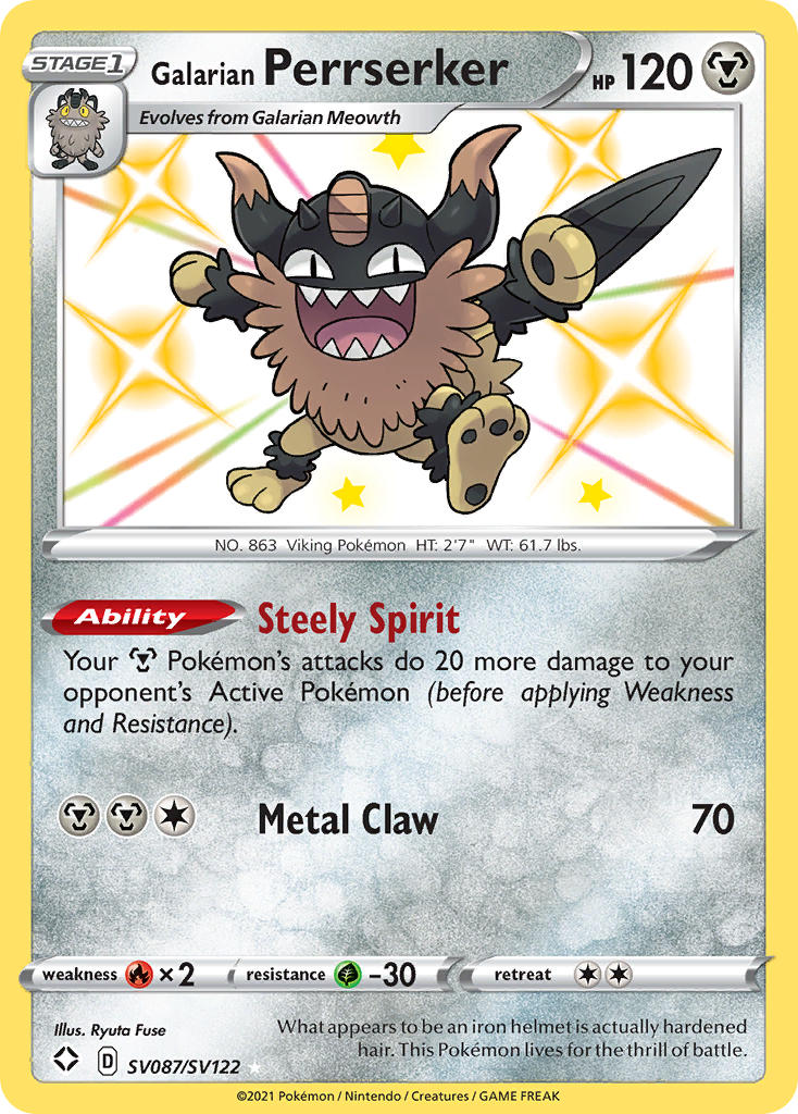 Galarian Perrserker (SV087/SV122) [Sword & Shield: Shining Fates] | Good Games Adelaide SA
