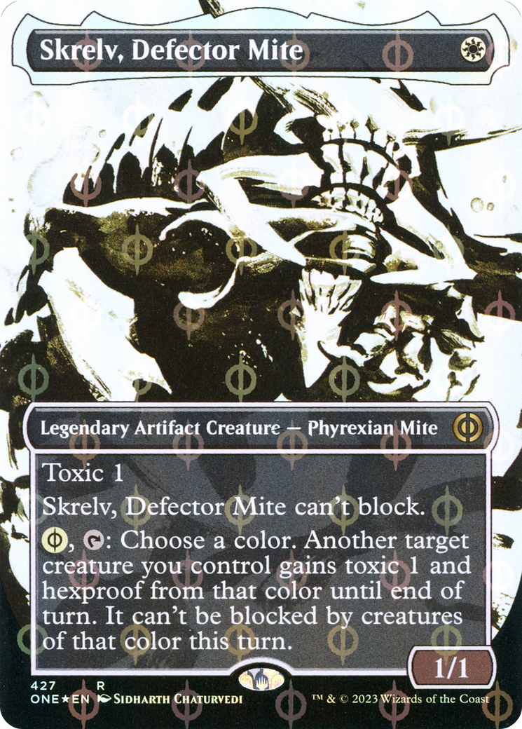 Skrelv, Defector Mite (Borderless Ichor Step-and-Compleat Foil) [Phyrexia: All Will Be One] | Good Games Adelaide SA