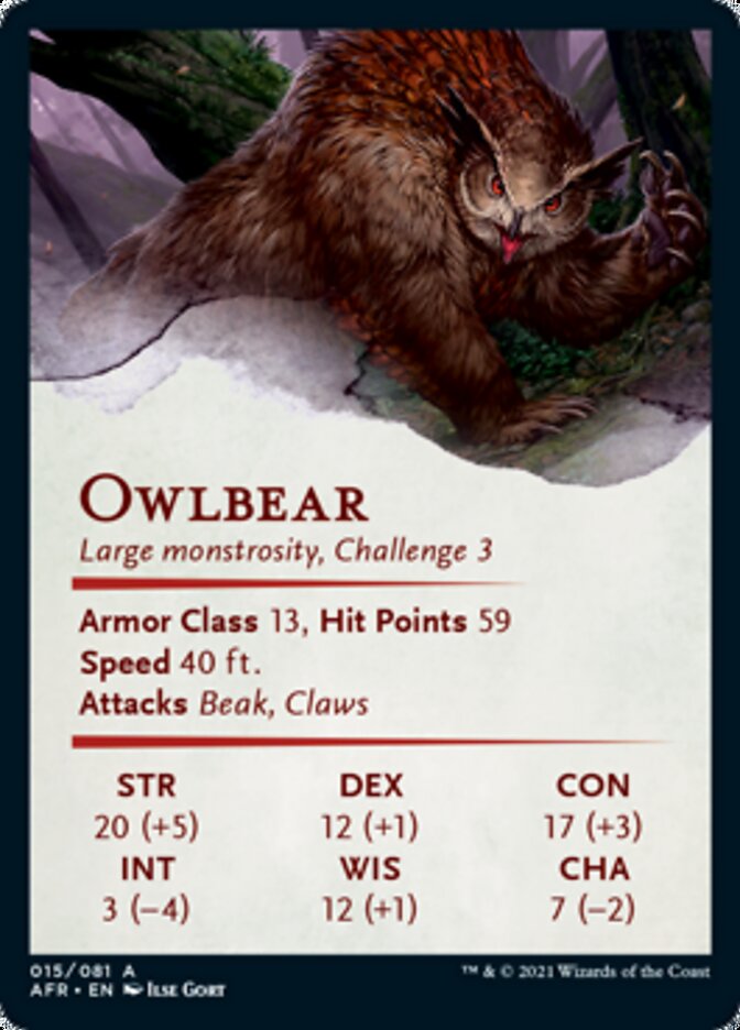 Owlbear Art Card [Dungeons & Dragons: Adventures in the Forgotten Realms Art Series] | Good Games Adelaide SA