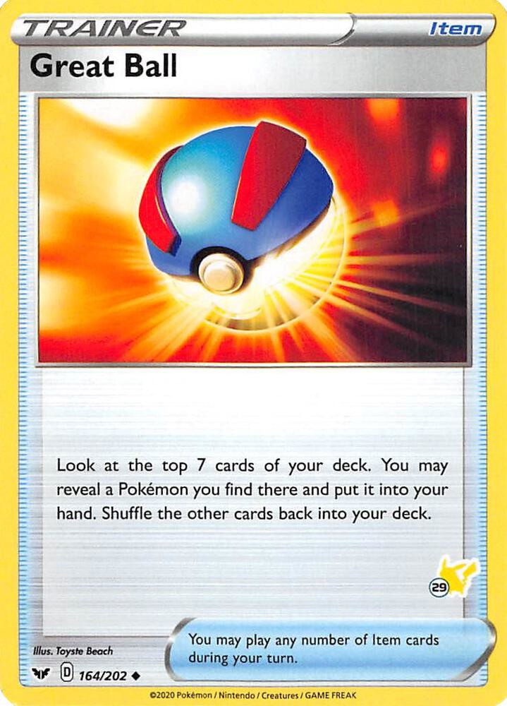 Great Ball 164 202 29 Pikachu Stamped 164/202 (Battle Academy 2022)  | Good Games Adelaide SA
