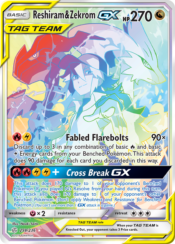 Reshiram & Zekrom GX (259/236) [Sun & Moon: Cosmic Eclipse] | Good Games Adelaide SA