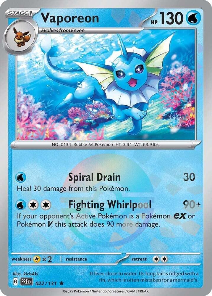 Vaporeon 022/131 (SV: Prismatic Evolutions)  - Holofoil | Good Games Adelaide SA