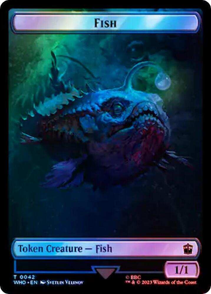 Fish Clue 0053 Double Sided Token Surge Foil 42 // 53 (Universes Beyond: Doctor Who)  - Foil | Good Games Adelaide SA