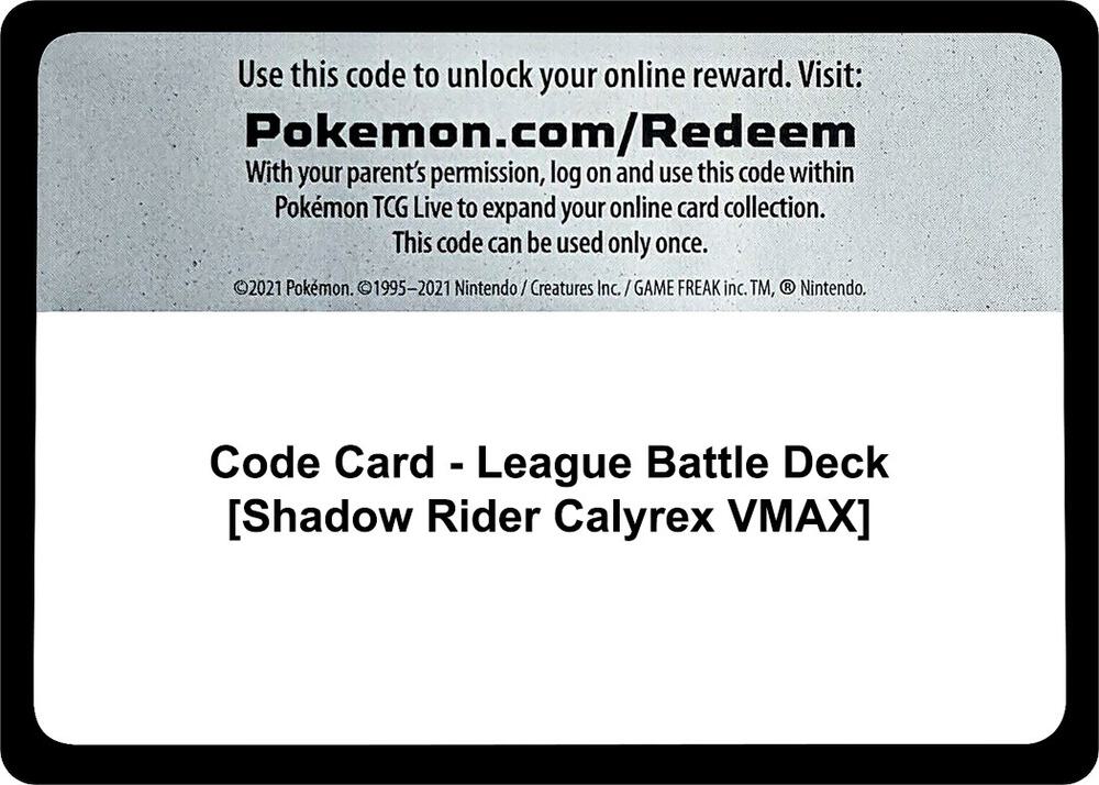 Code Card League Battle Deck Shadow Rider Calyrex VMAX  (Miscellaneous Cards & Products)  | Good Games Adelaide SA