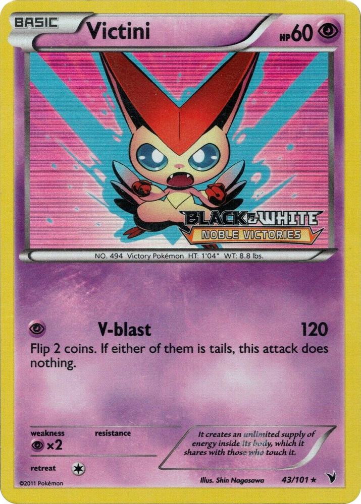 Victini Prerelease 43/101 (Black and White Promos)  - Holofoil | Good Games Adelaide SA