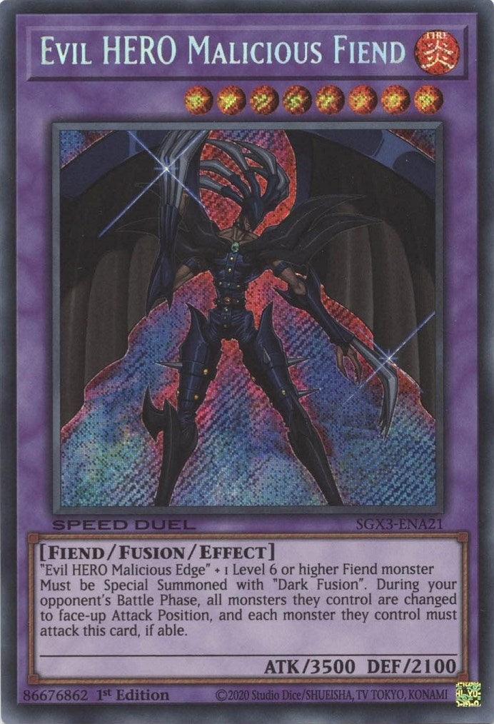 Evil HERO Malicious Fiend [SGX3-ENA21] Secret Rare | Good Games Adelaide SA
