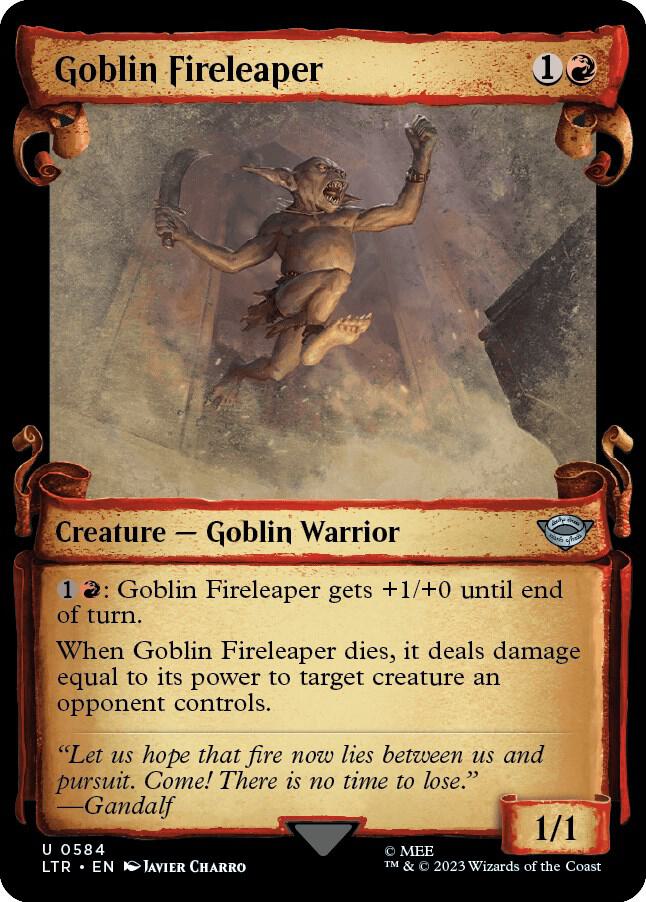 Goblin Fireleaper 584 (Universes Beyond: The Lord of the Rings: Tales of Middle-earth)  - Showcase Scroll Foil | Good Games Adelaide SA